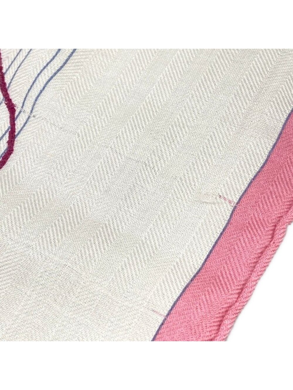 Hermes Shawl Carre 140 Ivory Navy Multi Cavalcadour Floral Pattern Cashmere - Picture 6 of 9